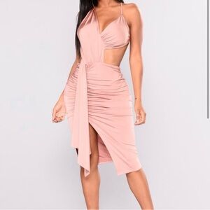 Elegant Pink Halter Dress